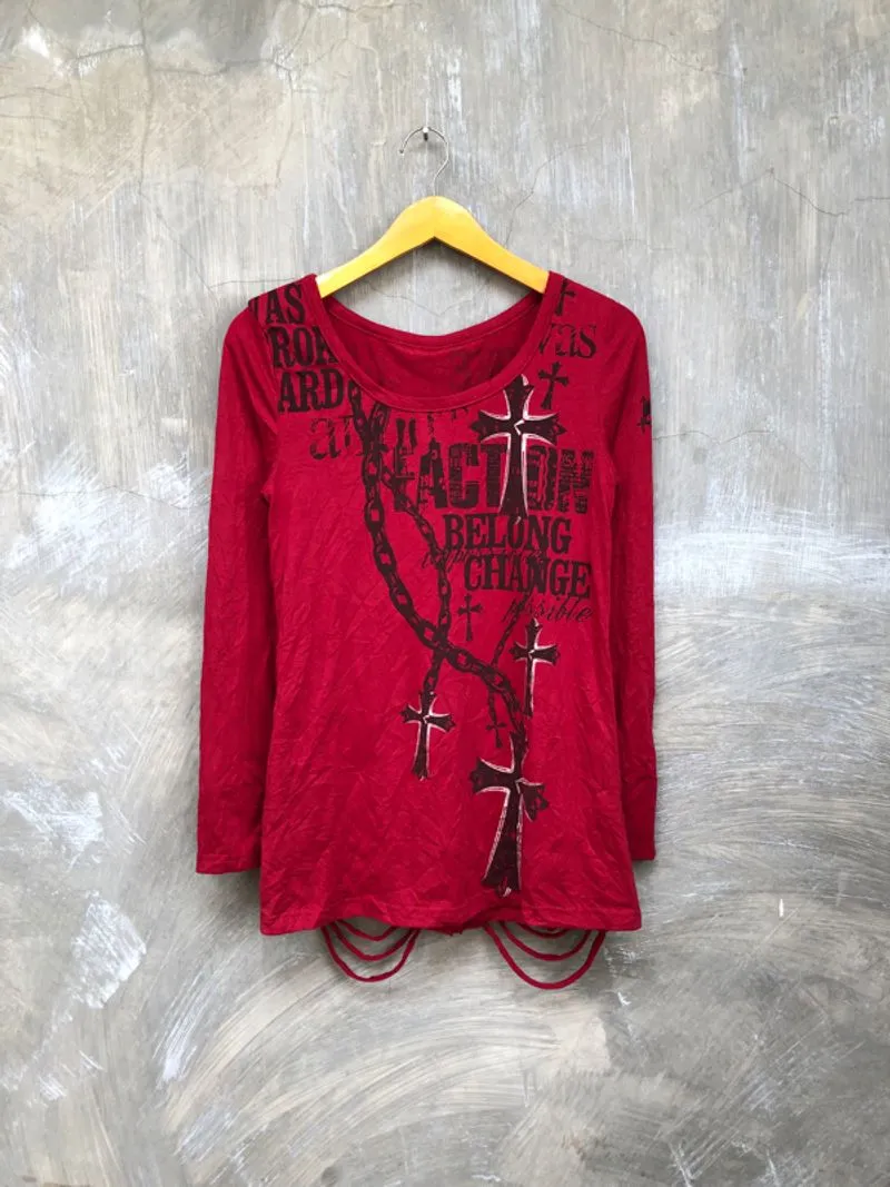 Y2K Japanese Edge Line Long Sleeve Distressed Tshirt LGB GOA photo 1