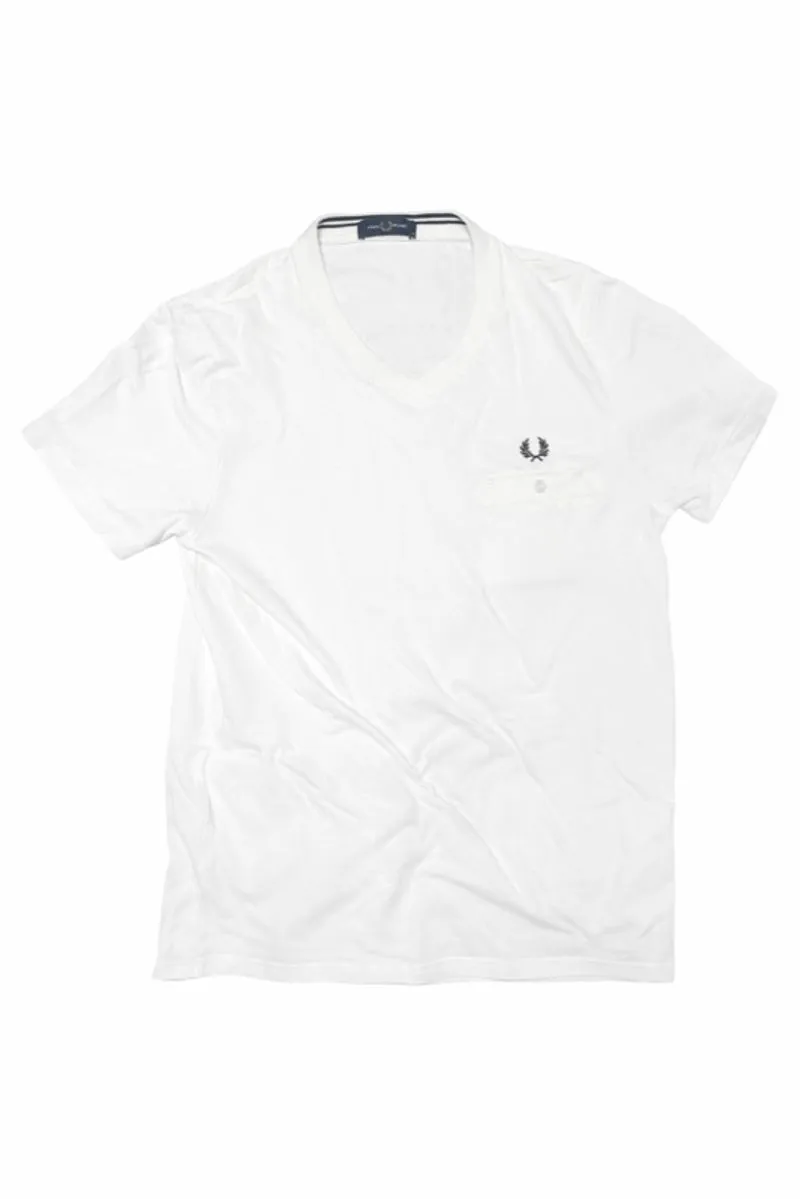Fred Perry White V-Neck Pocket Tee Clean Classic Style photo 1