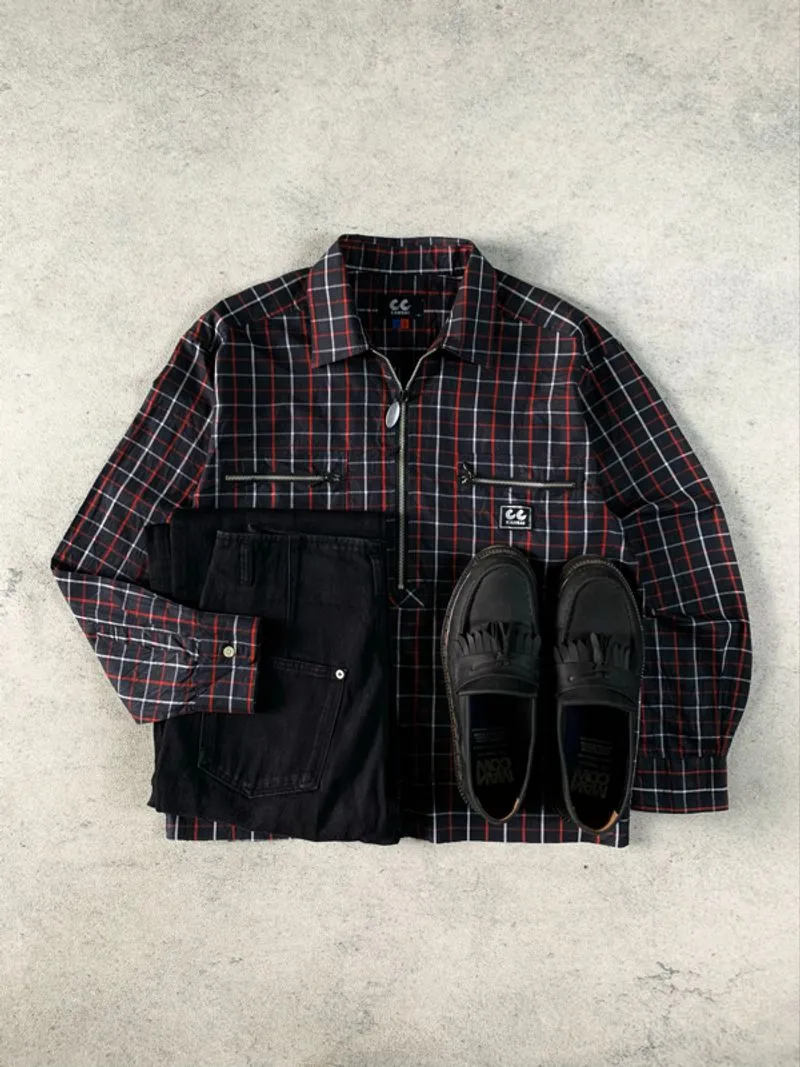 Plaid Half zip Boxy shirt By Kansai  photo 1