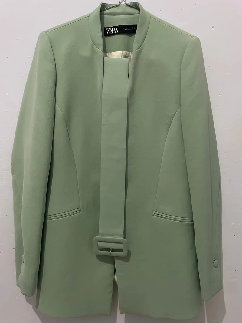 ZARA Minimalist Casual Blazer Wanita green photo 1