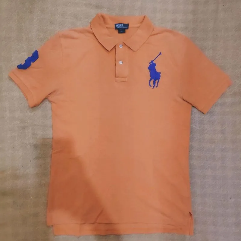 Kaos polo Ralph Lauren big logo size L fit M orange photo 1