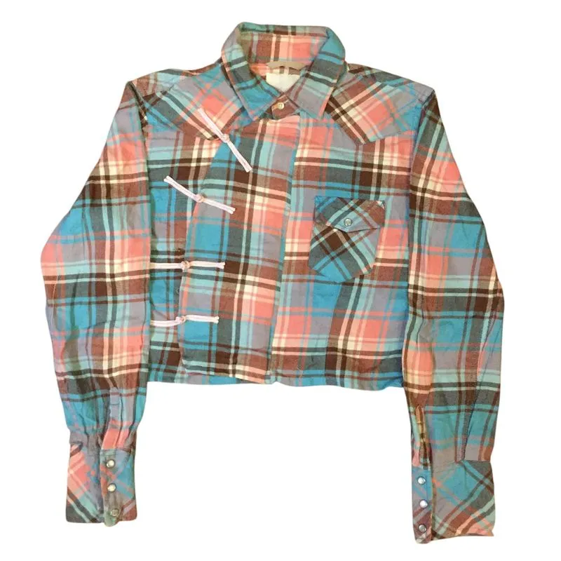 Letter Chinese Cheongsam Boxy Shirt Flannel Reworked photo 1