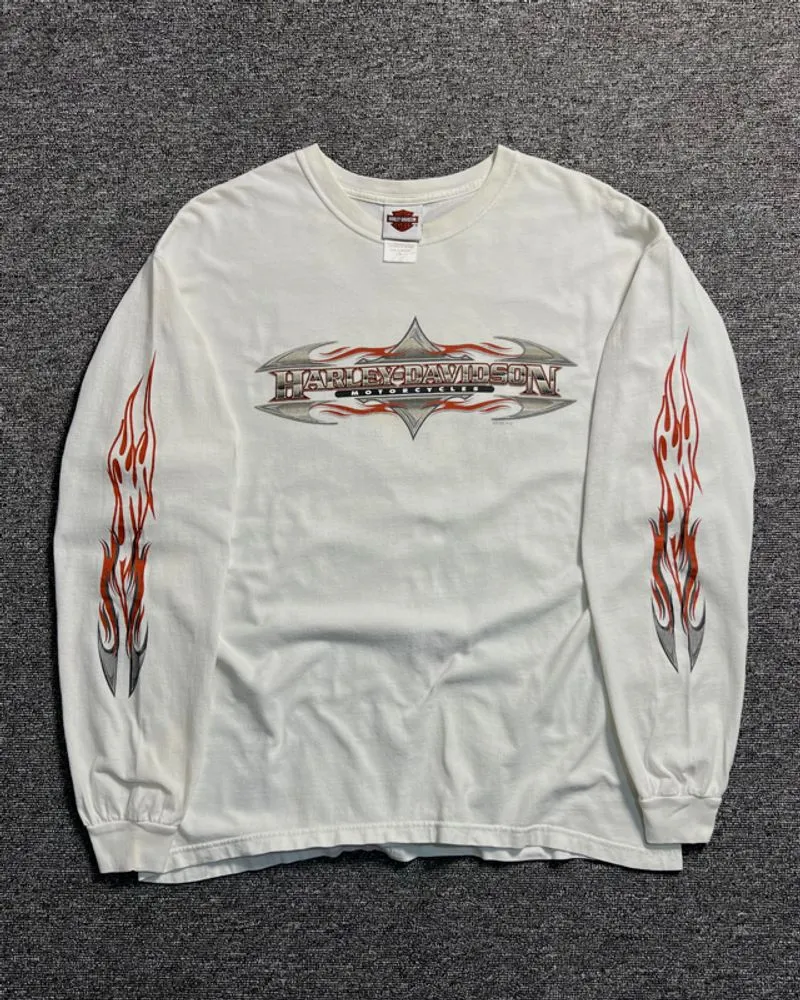 ©2005 Harley Davidson Flame graphic white long sleeve of Cor photo 1