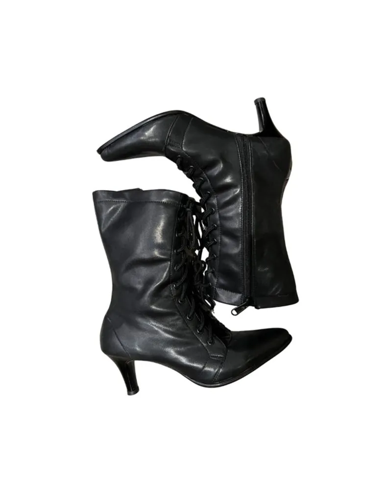 Lace-Up Heels Mid Calf Boots photo 1