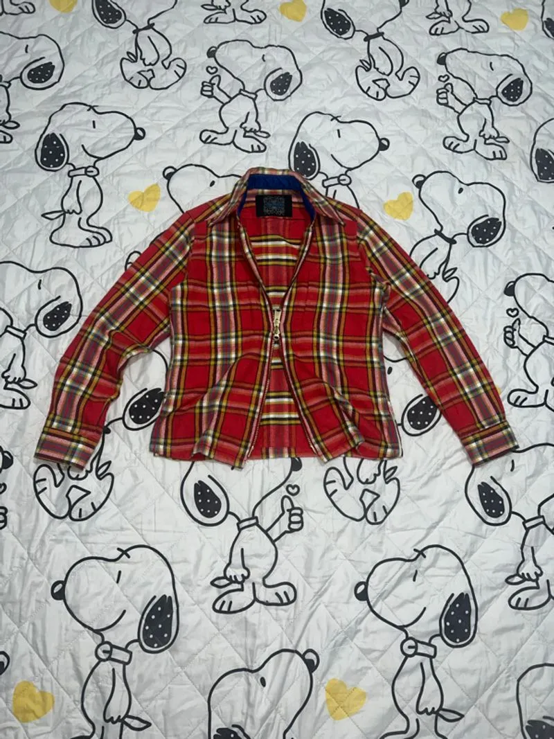 2000s VelVetBlue - Vkeii Style Zip Plaid Flannel Shirt photo 1