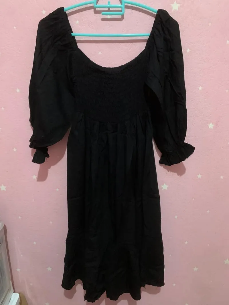 Luxury Minimalist Midi dress Wanita black photo 1
