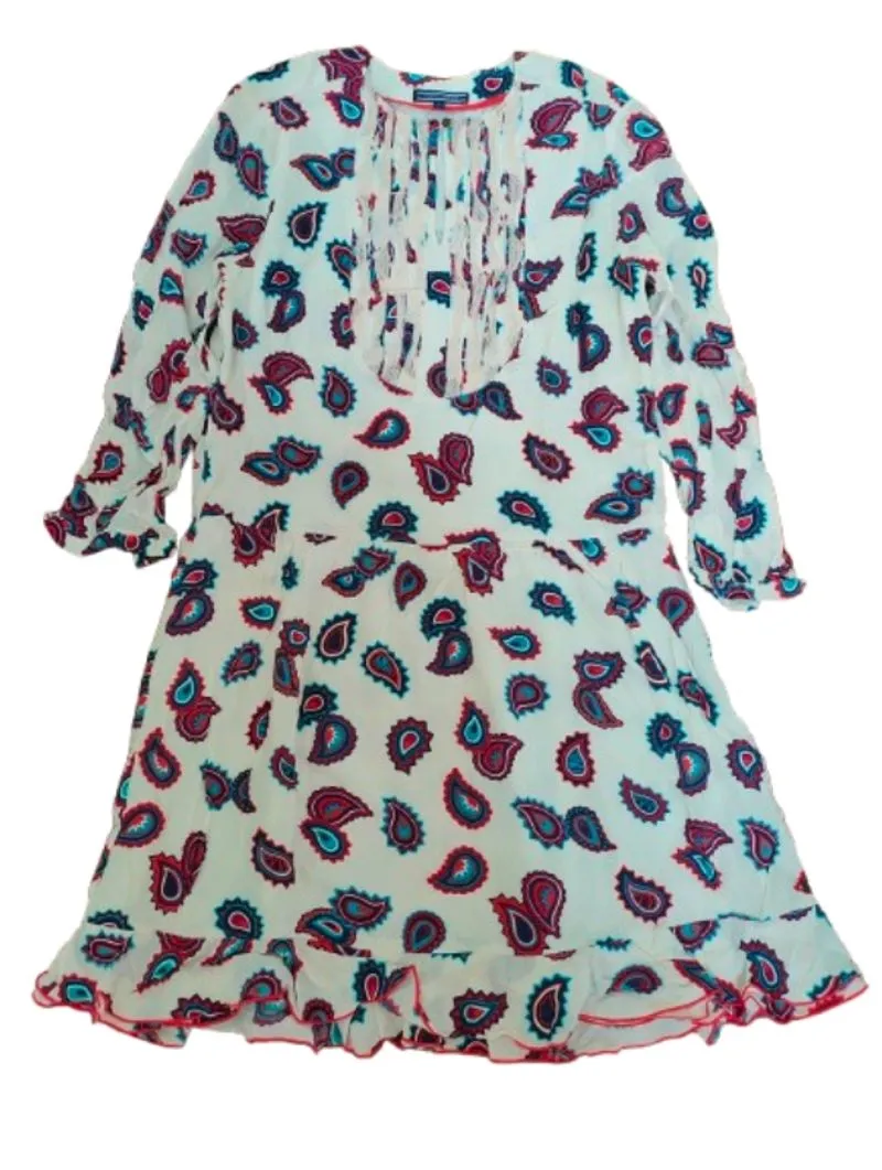 Tommy Hilfiger white blue paisley ruffle dress  photo 1