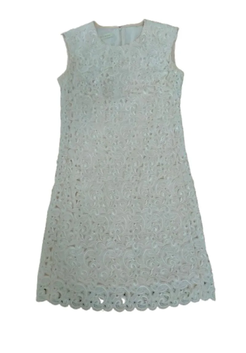 Luxury beige lace midi dress photo 1