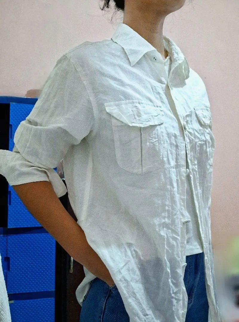 Sheer White Long Sleeve Shirt photo 1