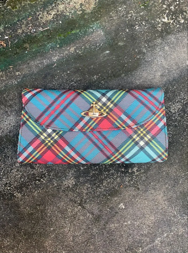 Vivienne Westwood London Tartan Plaid Leather Long Wallet photo 1