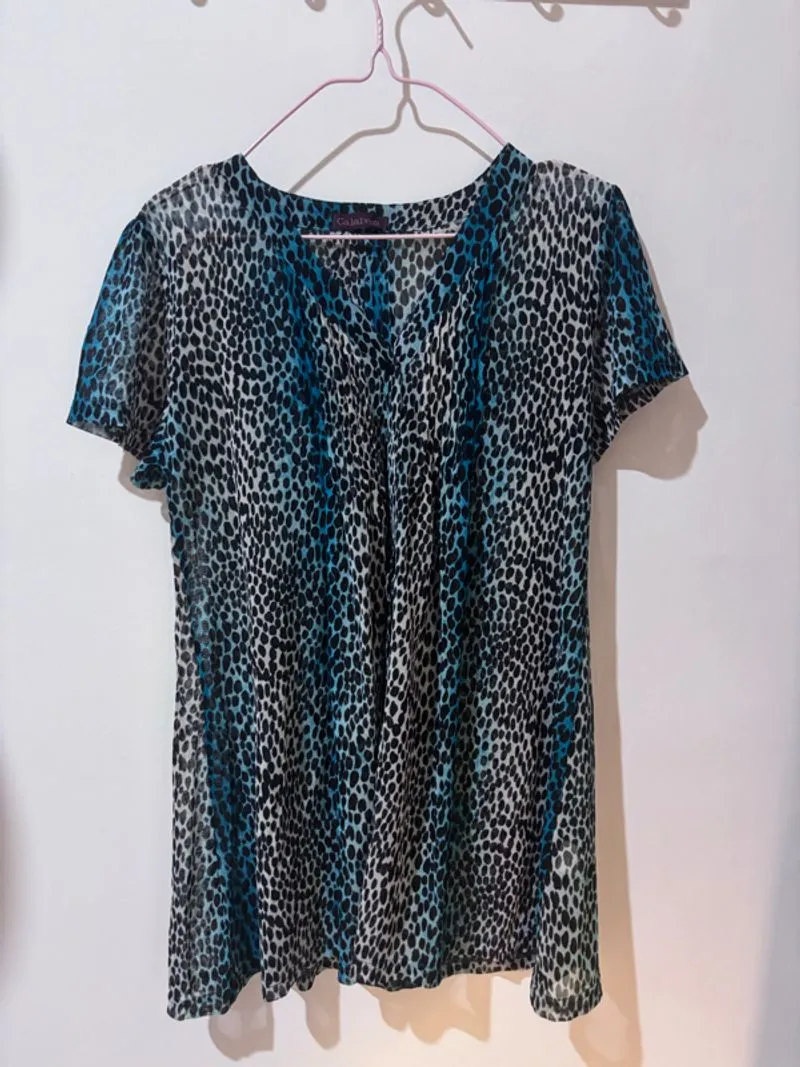 cheetah print alt y2k gyaru sheer top photo 1