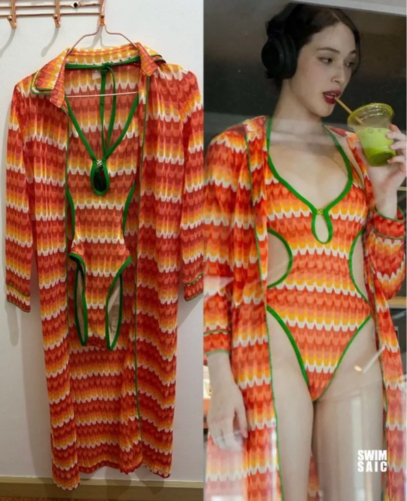 Swimsaic Beachwear Knit Outerwear & Swimsuit Orange photo 1