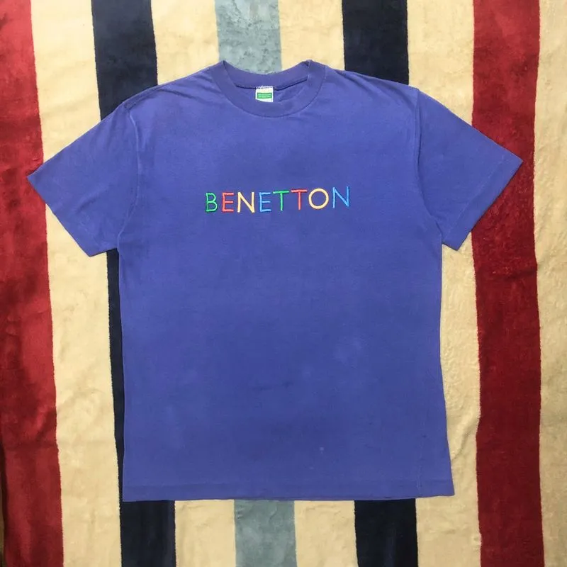 Vintage 80s Benetton Single Stitch Spellout T-SHirt photo 1