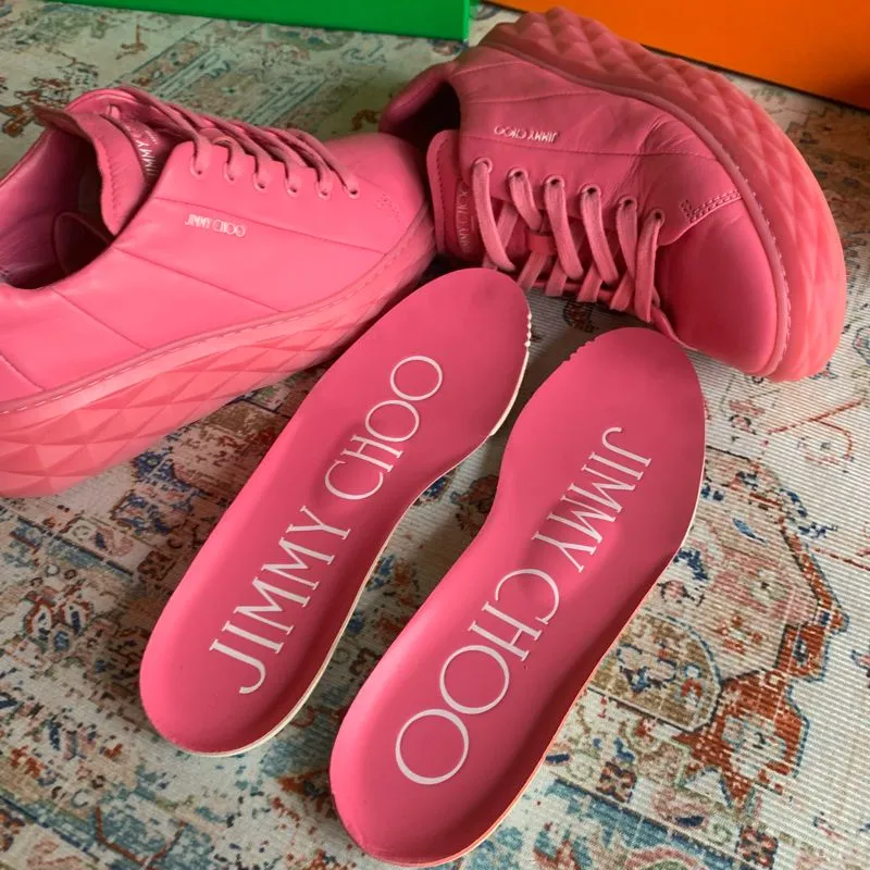 JIMMI CHOO SNEAKERS LEATHER PINK SIZE 38 photo 1