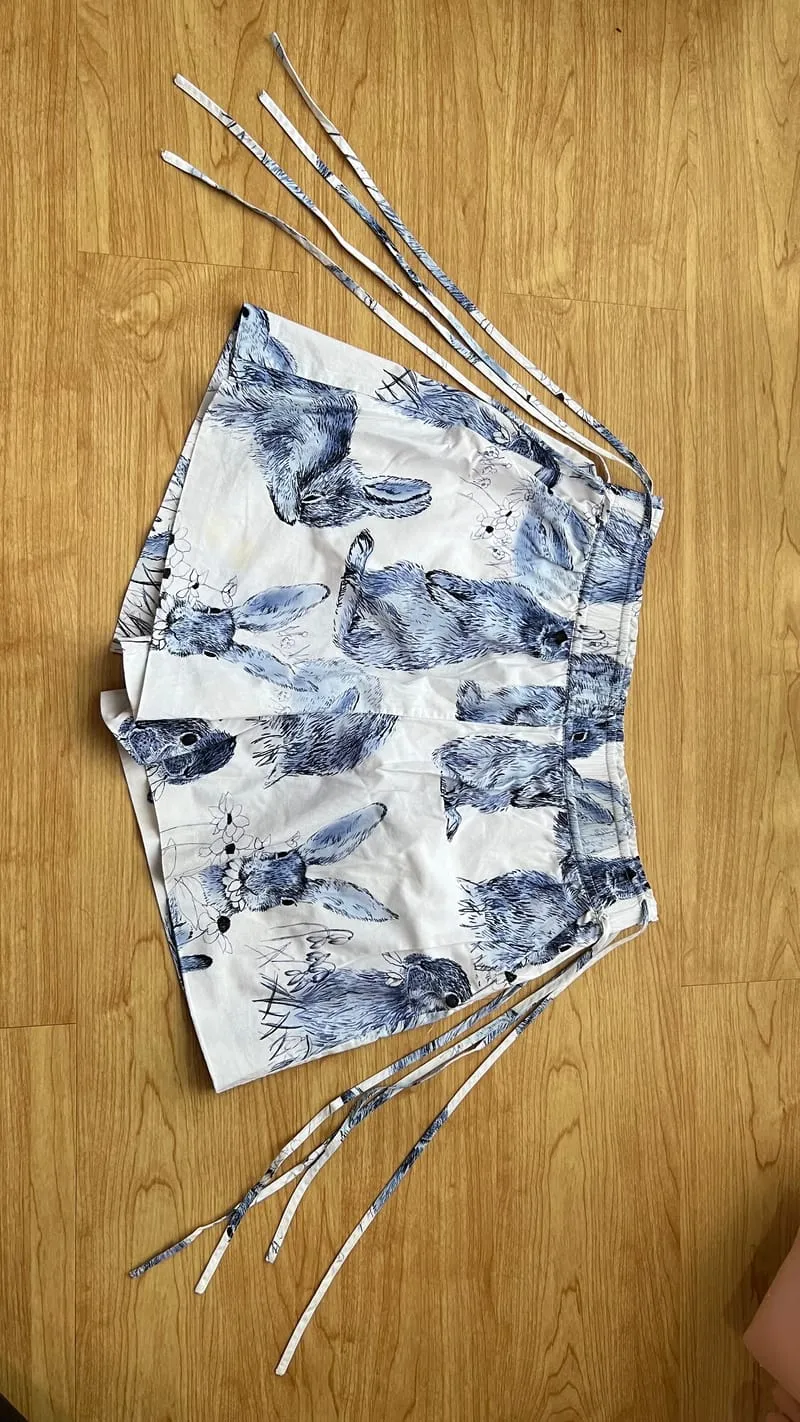 H&M Indie Casual Short Wanita white blue photo 1