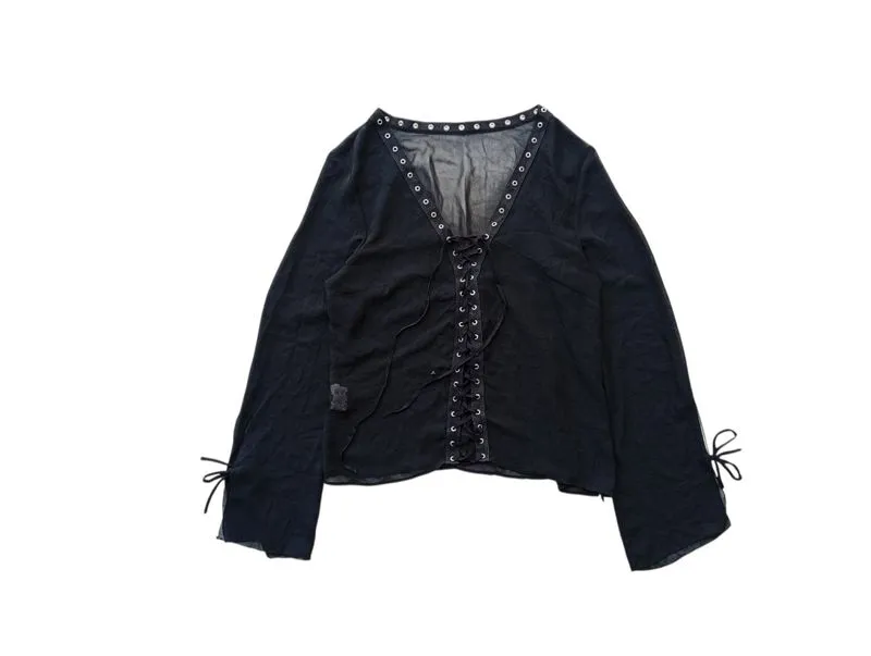 Program lace up black tops photo 1