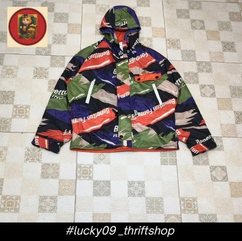 Benetton Racing Vintage 90s – Ski / Winter Jacket Tebal photo 1