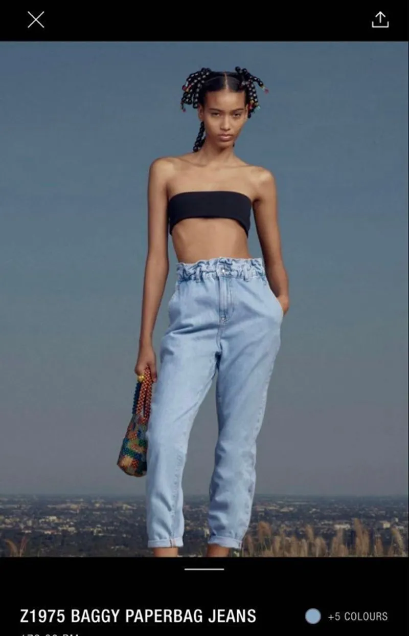 ZARA - Baggy Paperbag Jeans Ash Grey photo 1