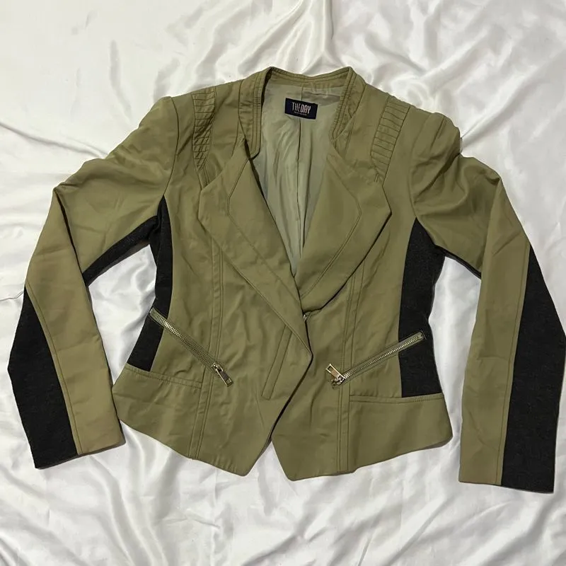 Studded Biker Jacket - Olive photo 1