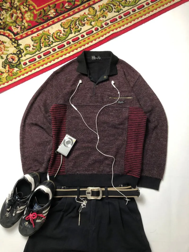 Streetwear Vintage Sweater Pria black red photo 1