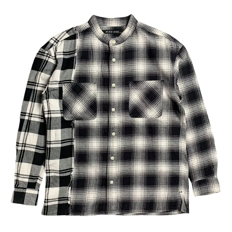 niko and ... Streetwear Casual Formal shirt Pria white black photo 1
