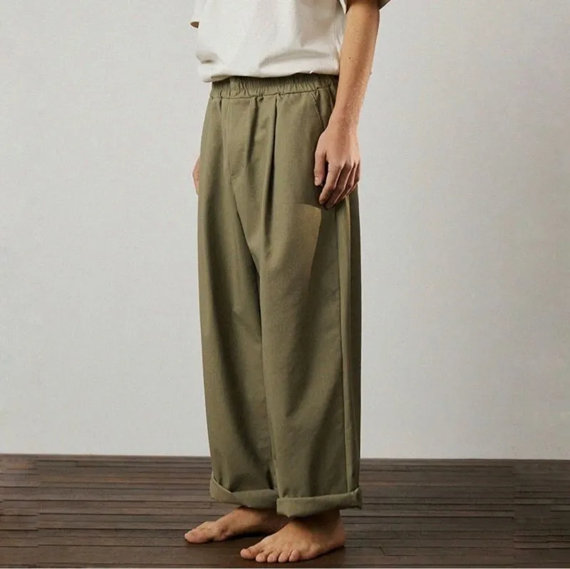lafudge store wide tapered one tuck linen pants photo 1