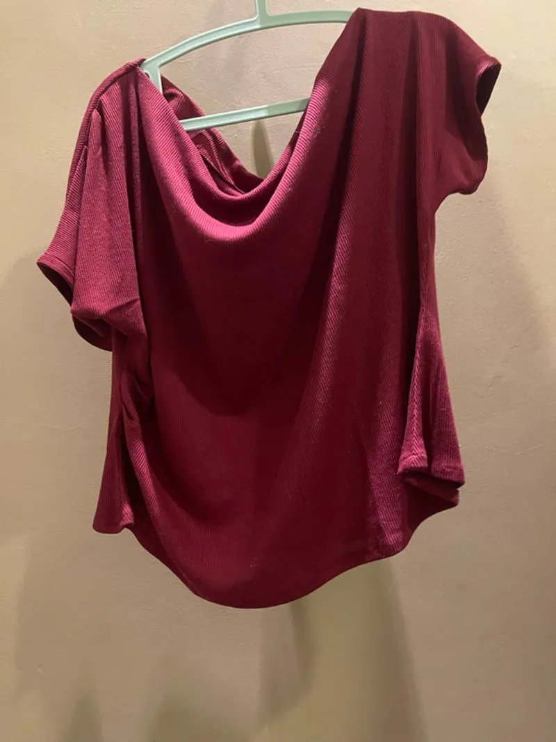 Top maroon sabrina photo 1