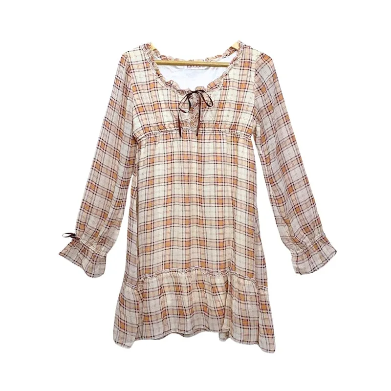 Colza Vintage Coquette Babydoll dress Wanita tan pink photo 1