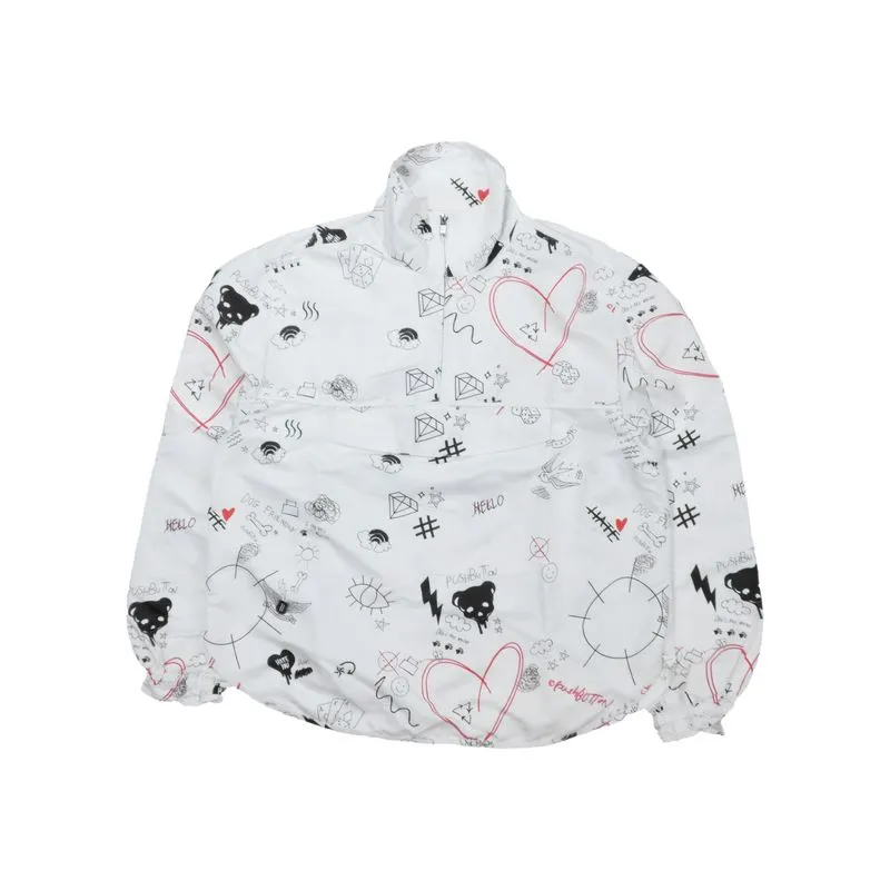 PUSHBUTTON DOODLE-STYLE GRAPHICS HALF-ZIP PULLOVER JACKET photo 1