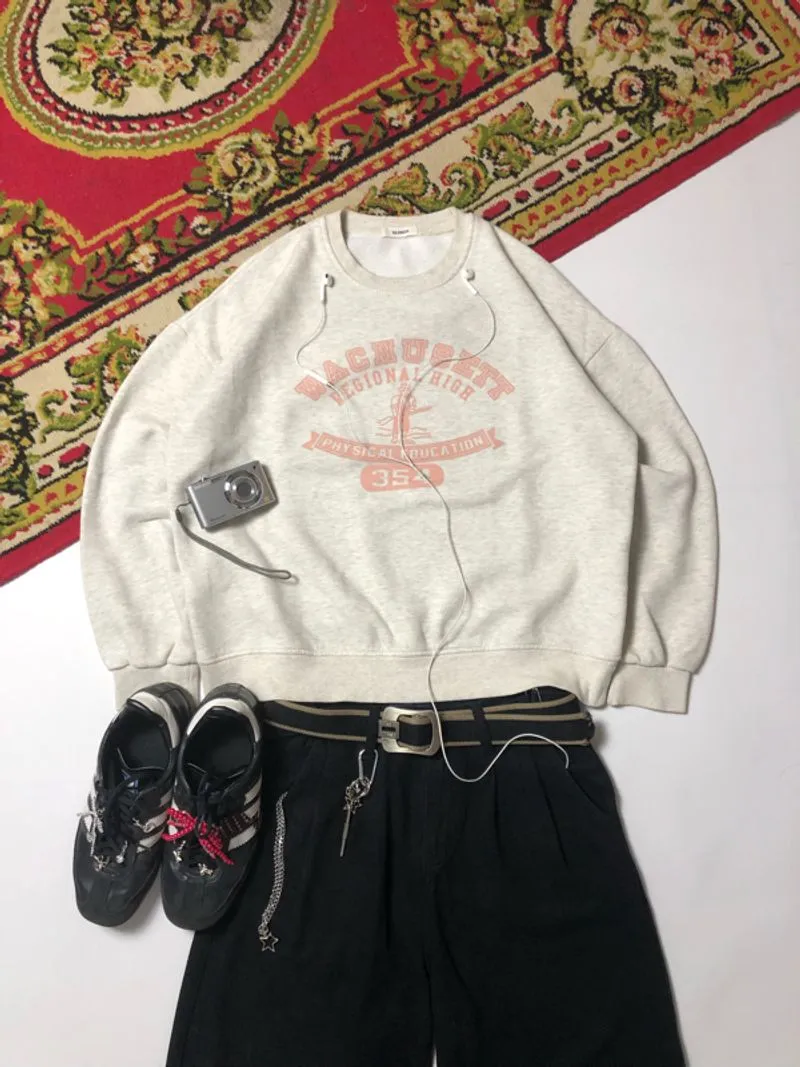 Sweaters GLOKER Boxy fit Vintage Streetwears Grey Pink photo 1