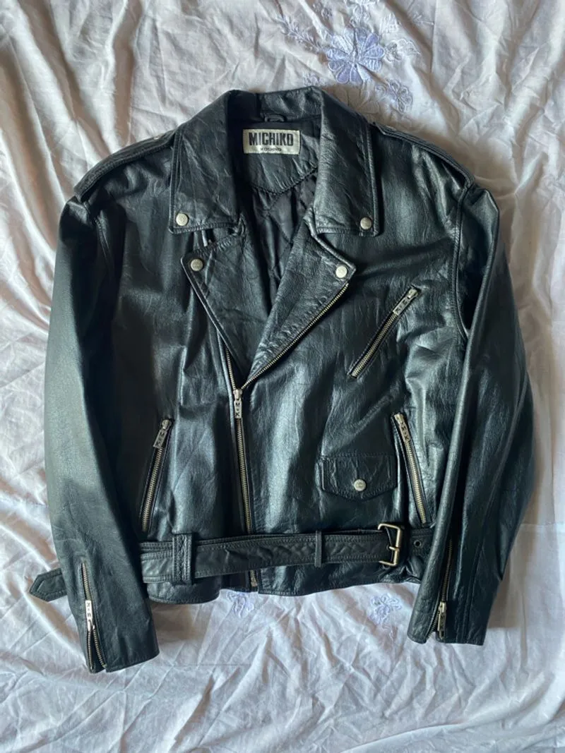 vintage michiko london koshino leather ramones biker jacket photo 1