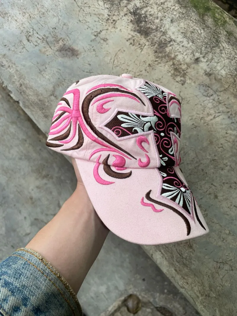Y2K Cross Pink Grunge Cap Chrome hearts photo 1