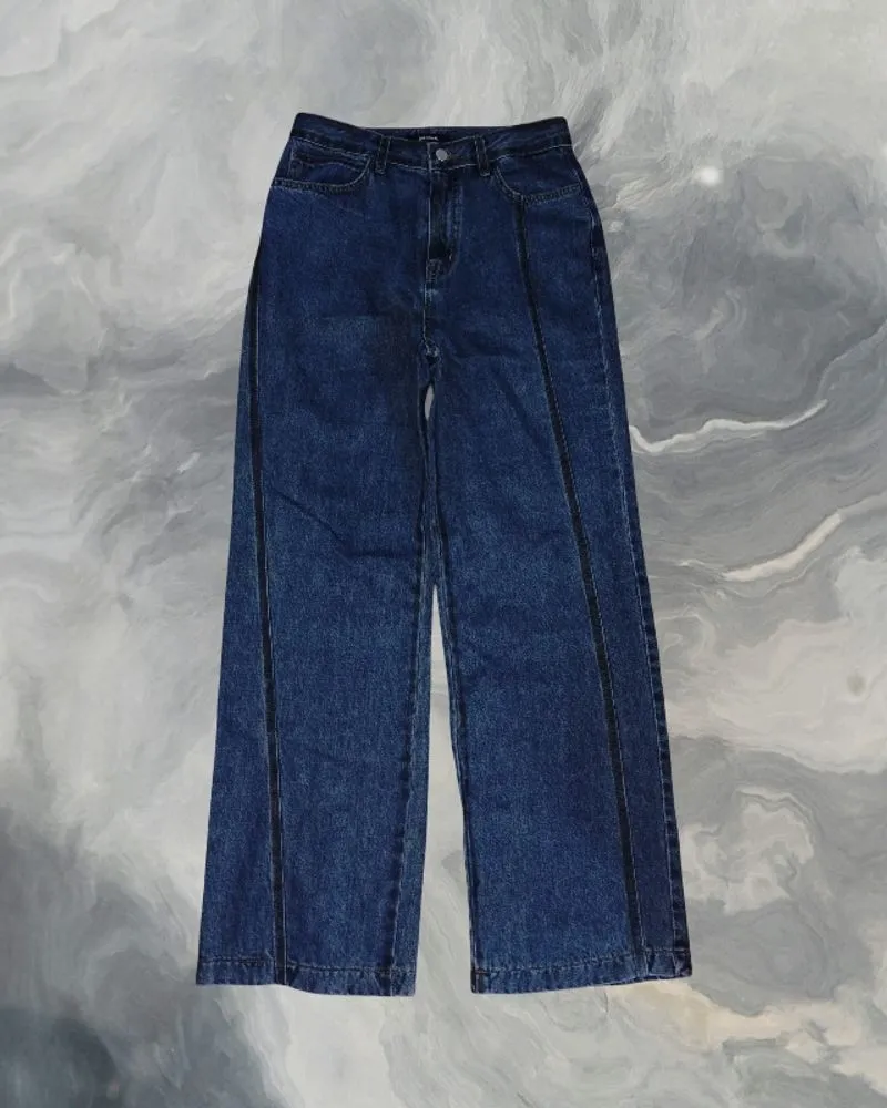 Celana Baggy Jeans Gombrong DIAGONAL Pecah Pola photo 1