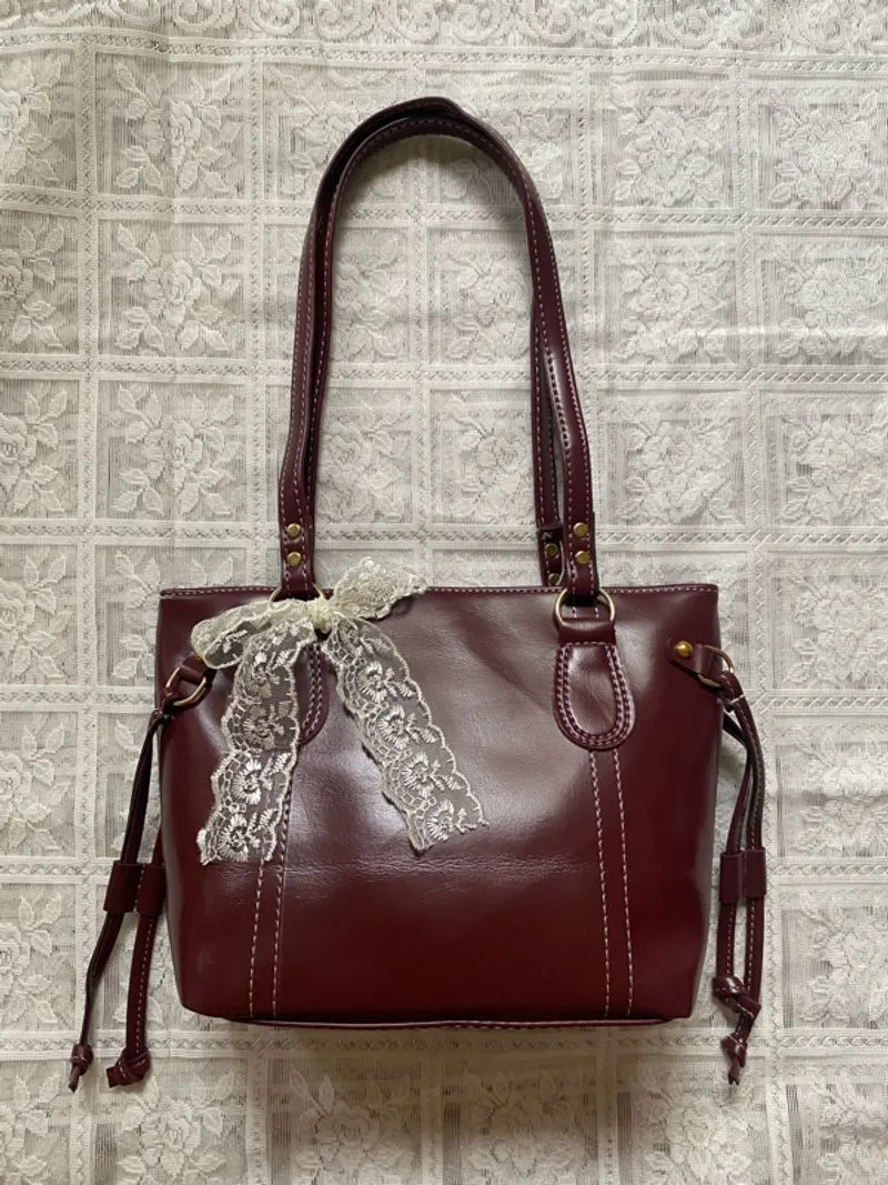 maroon lace shoulderbag photo 1