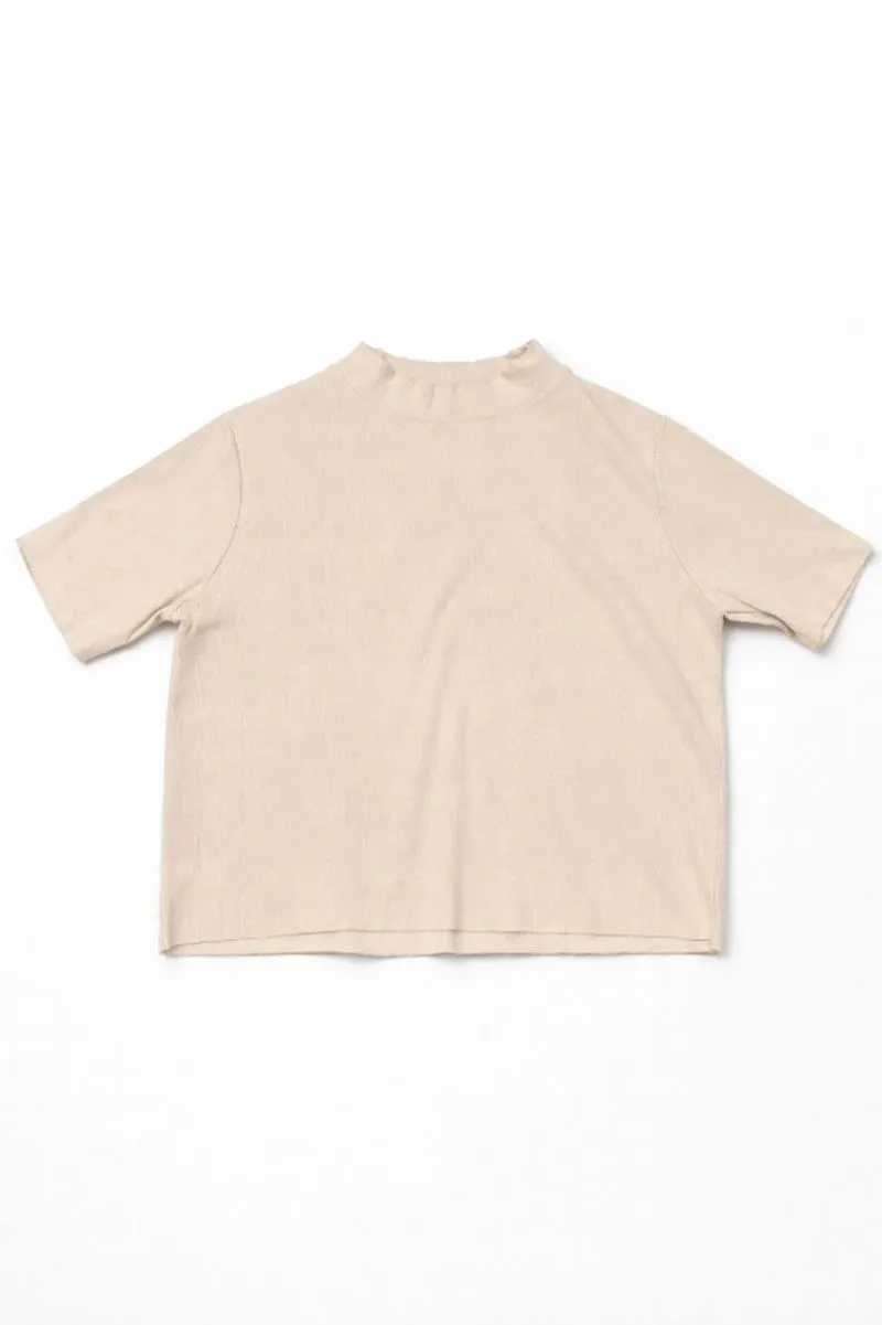 Short Sleeve Mock Neck Rib Tee ZANO Cream photo 1