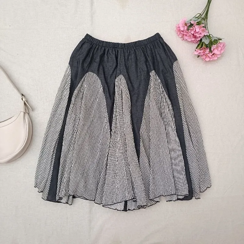 Panel Cotton Midi Skirt with Lining | Korean Morikei Aesthet photo 1