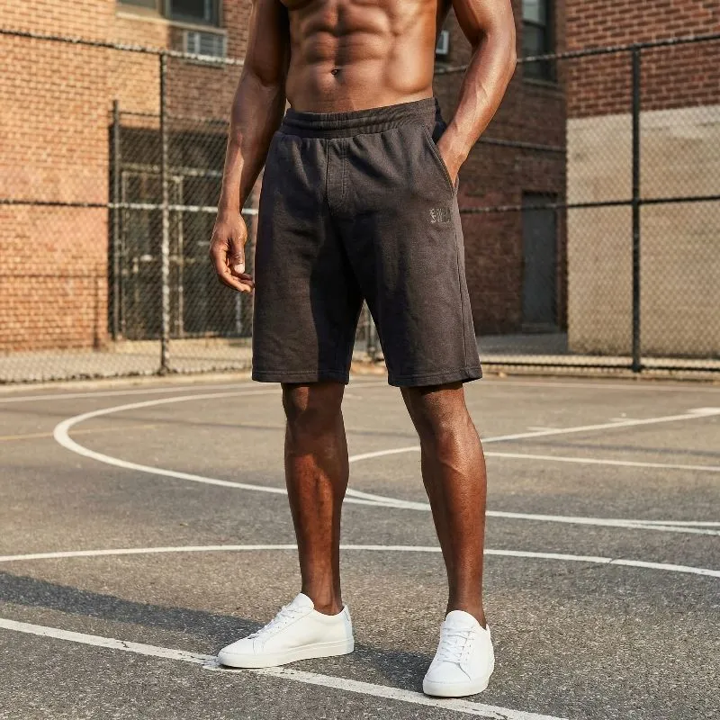 NBA Men's Basic Washed Black on Black Logo Relax Shorts photo 1