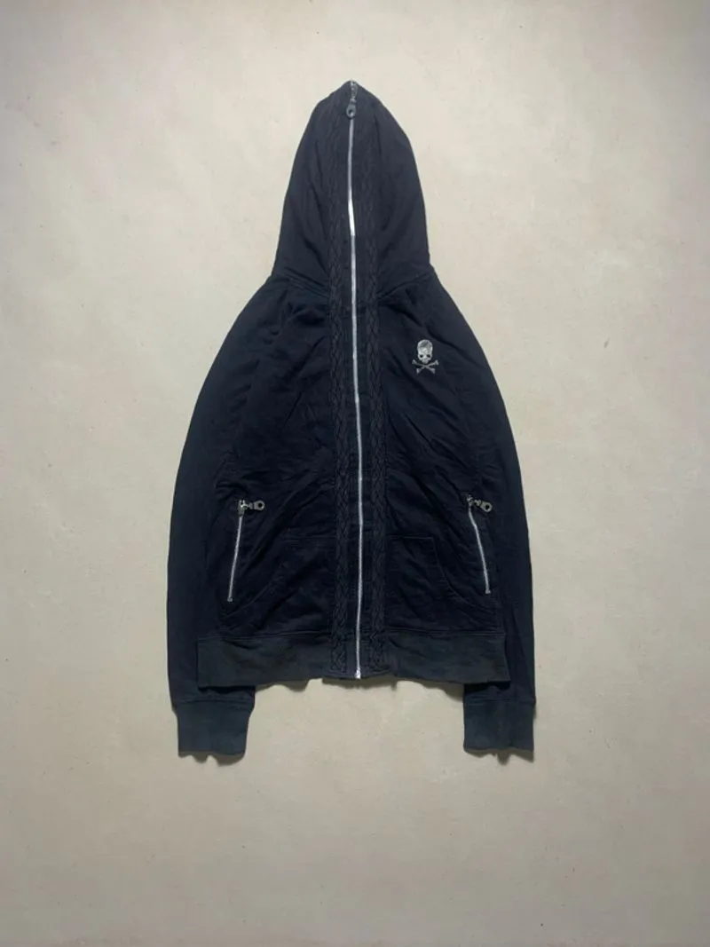 Japanese Anarqui Skull Cable Hoodie Vkei Grunge Y2k photo 1