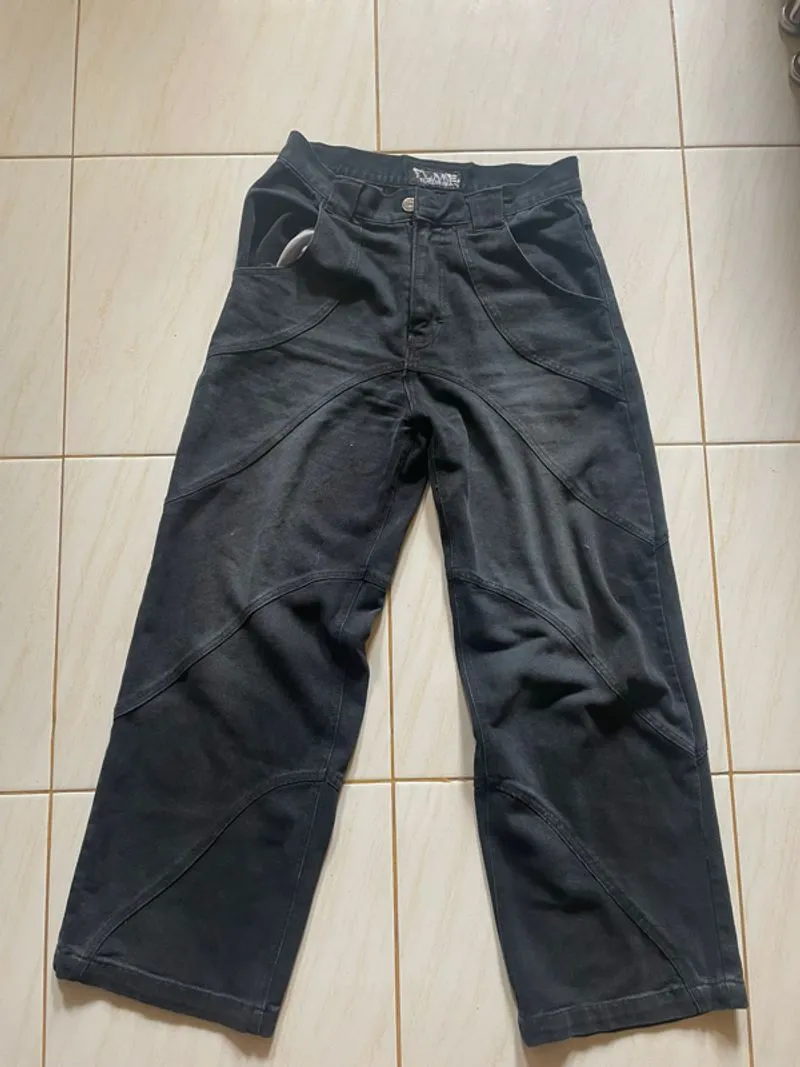 celana denim baggy washed black photo 1