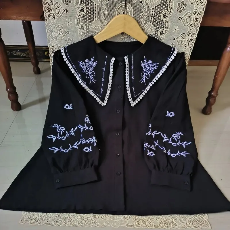SERENA EMBROIDERY BLOUSE LD 110 | KEMEJA LINEN BORDIR  photo 1