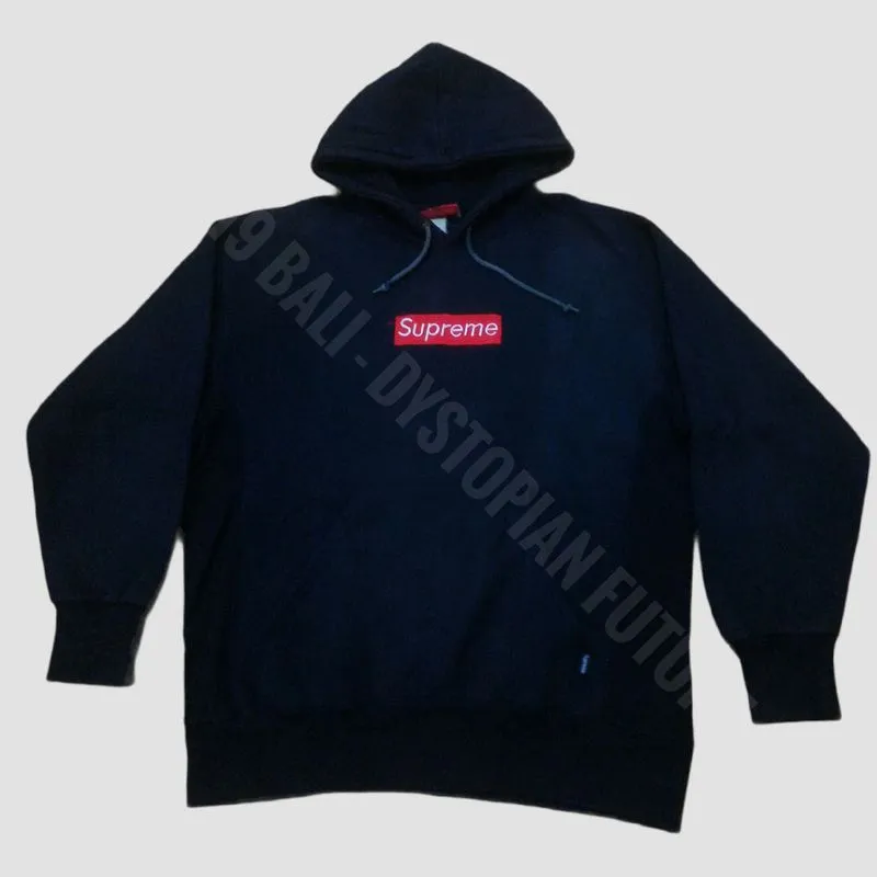 Vintage Hoodie Supreme Box Logo Red on Navy photo 1