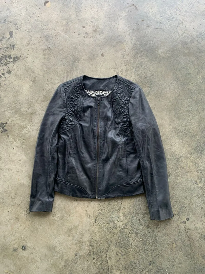 Vintage Naf Naf By Issey Miyake Black Leather Jacket photo 1