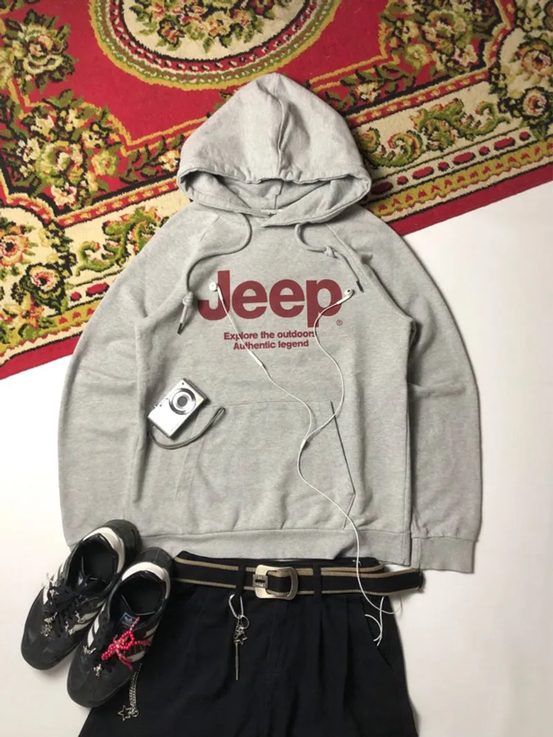 Hoodie JEEP Vintage Streetwears Grey Red photo 1