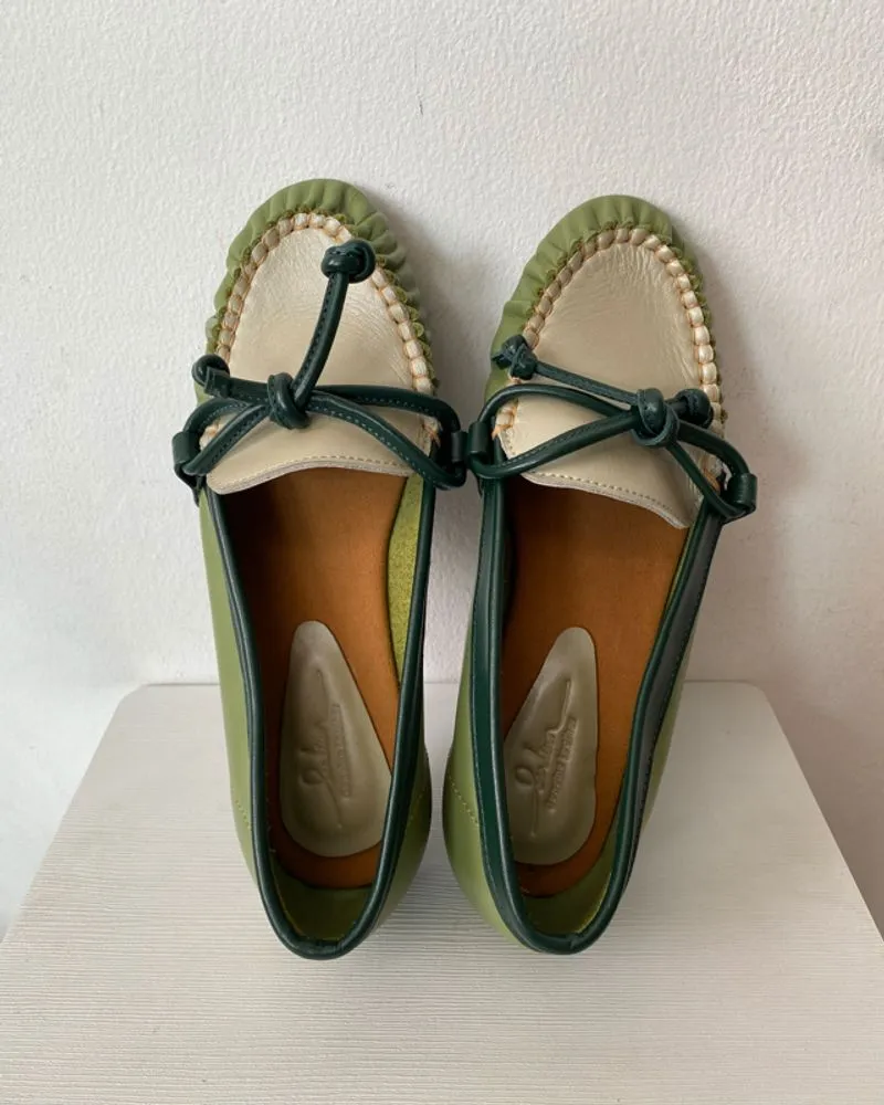 Serlium Green Loafers Moccasin Shoes Women NBU Size 38-39 photo 1