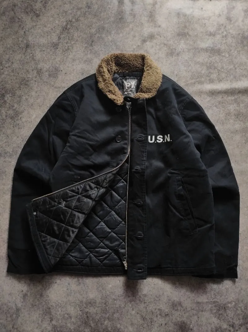Vintage USN Cotton Plain N-1 Deck Jacket Navy by Avirex PX. photo 1