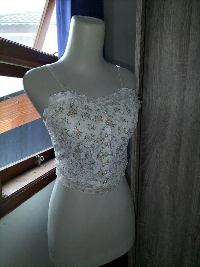 floral white tank top photo 1