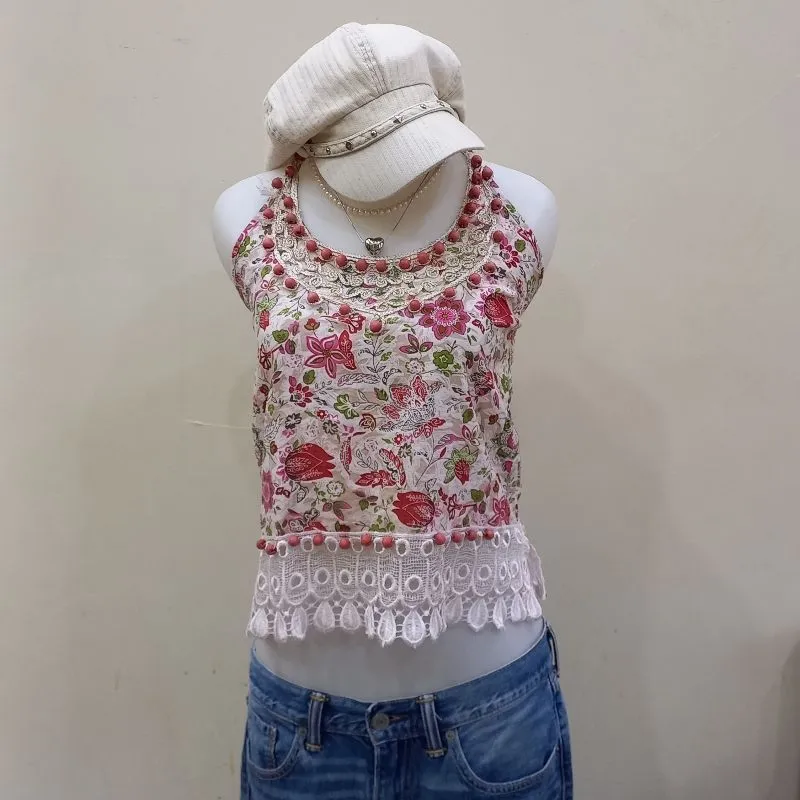 string floral halter tanktop photo 1