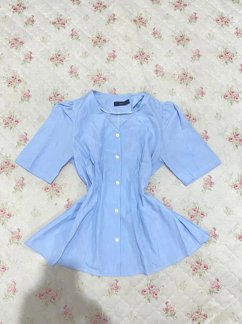 top kemeja babyblue slimfit casual coquette vintage y2k photo 1