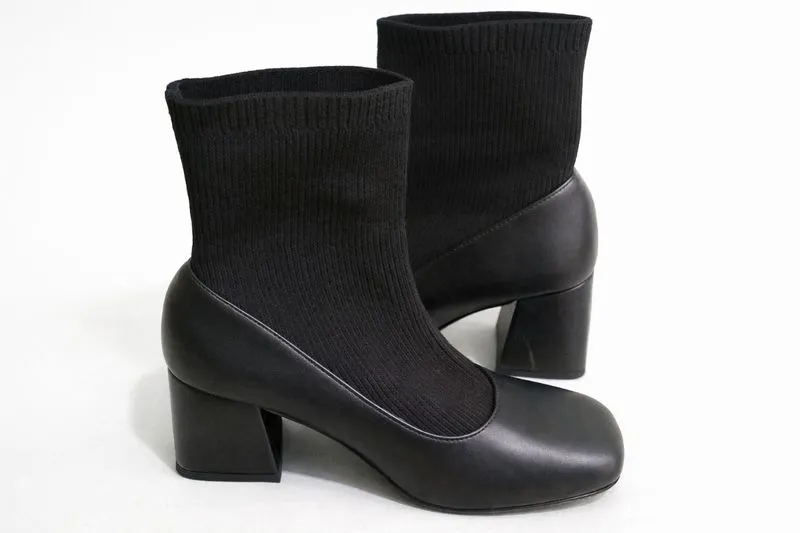 sheIn Women’s Ankle Sock Boots – Block Heel photo 1