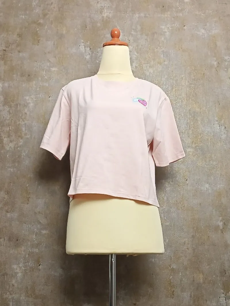 Crop Top Pink Pastel | Kaos Wanita Lengan Pendek photo 1